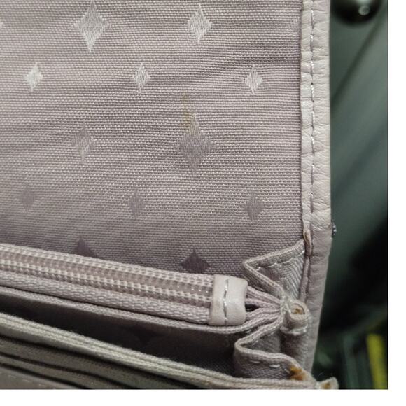 Vintage Fossil Marlow Light Purple Genuine Leather Tri-Fold Flip Clutch Wallet - Picture 7 of 9